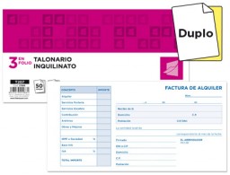 Talonario Liderpapel Inquilinato 3enFolio apaisado 50 juegos duplicado con condiciones e IVA